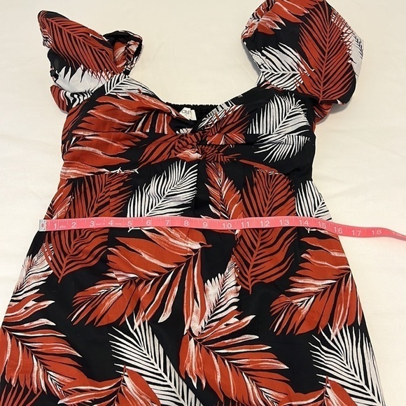 J. Crew Tropical Summer Puff Sleeve Twist Front Smocked Back Midi Dress Size 2 - Picture 13 of 16